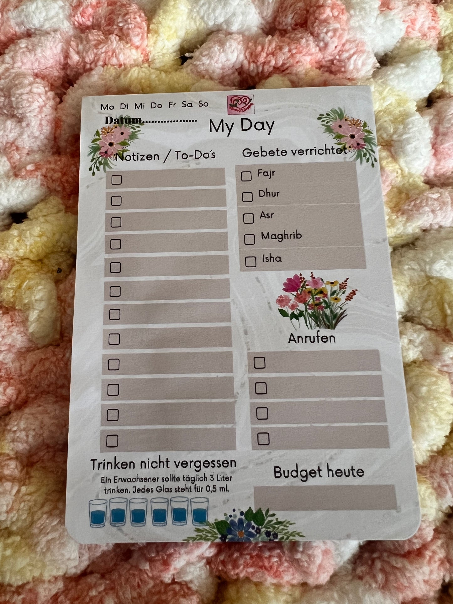 Notizblock „My Day“ – Dein täglicher Begleiter mit Herz & Struktur