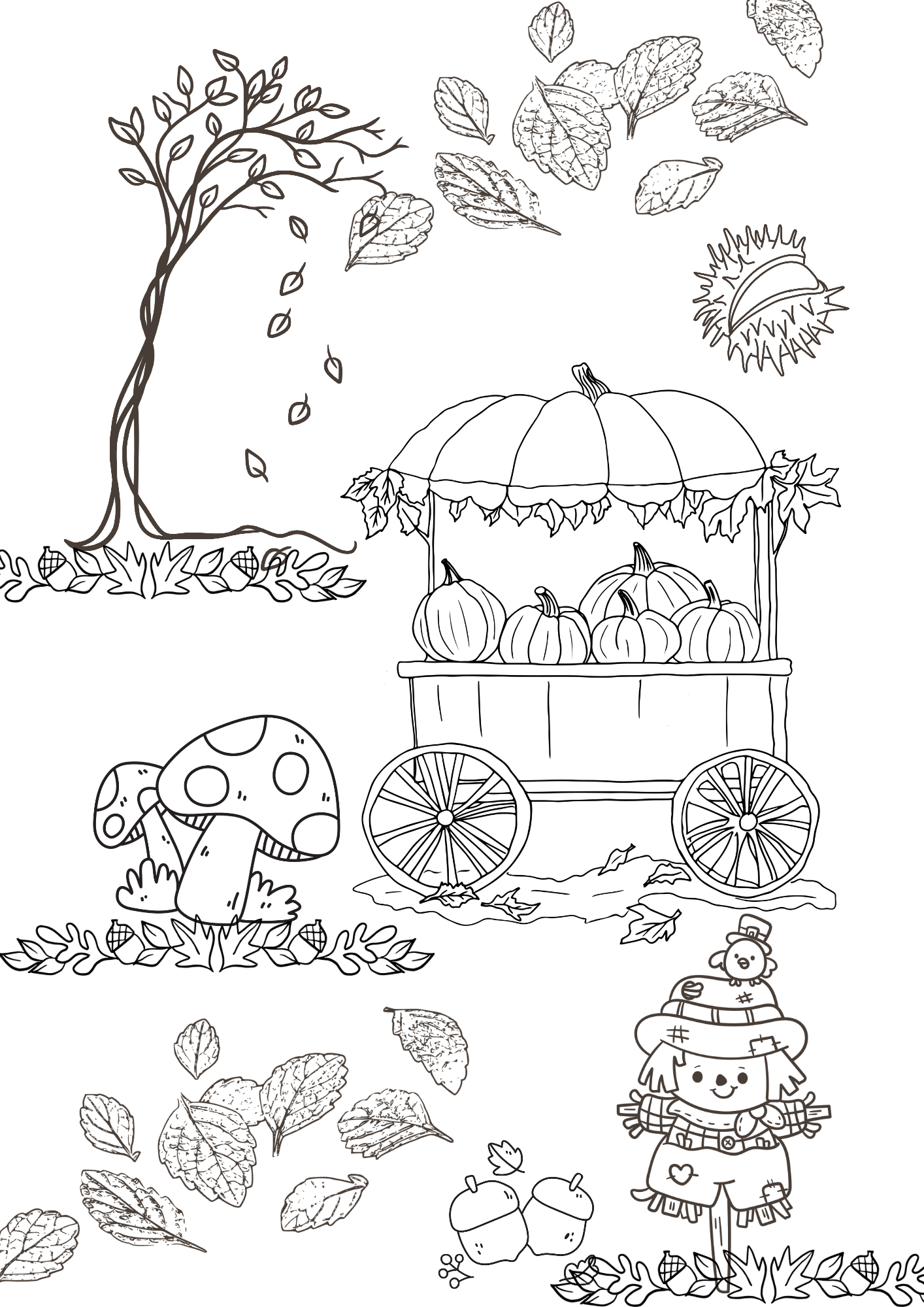 Herbstliches Ausmalbild (DIN A4) + Digital Download zum ausmalen