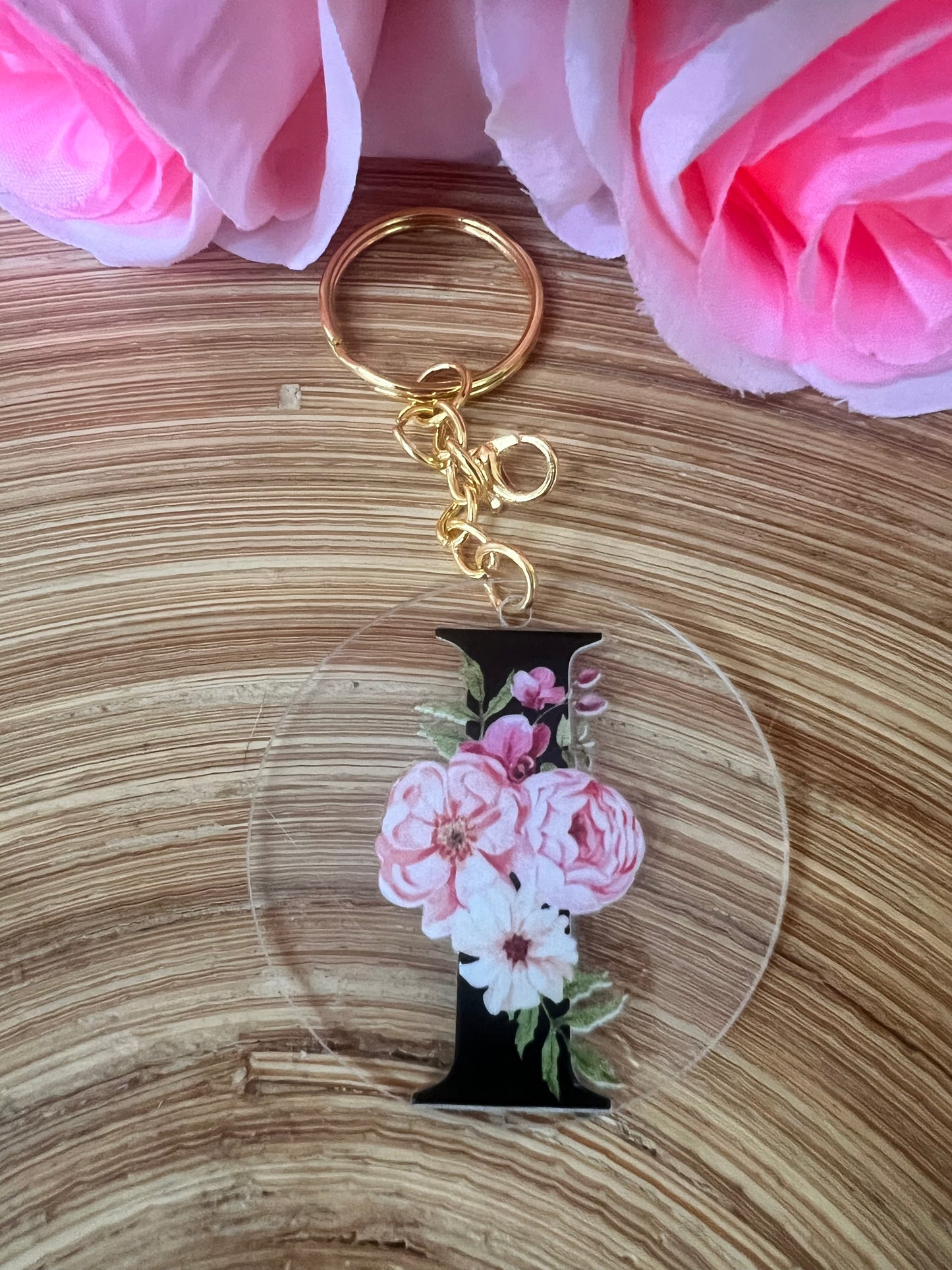 Schlüsselanhänger mit Buchstaben Rosen-Initiale