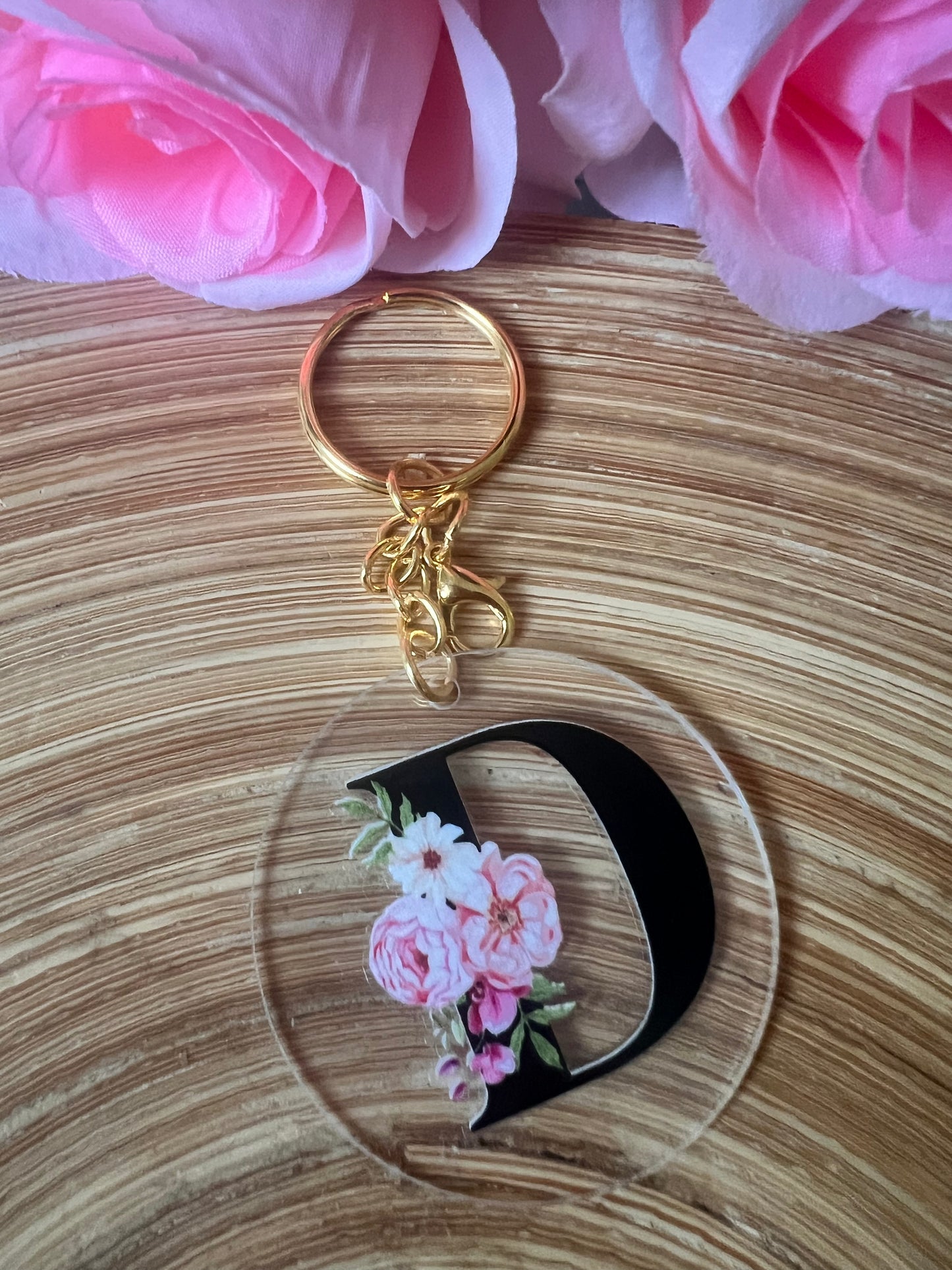 Schlüsselanhänger mit Buchstaben Rosen-Initiale