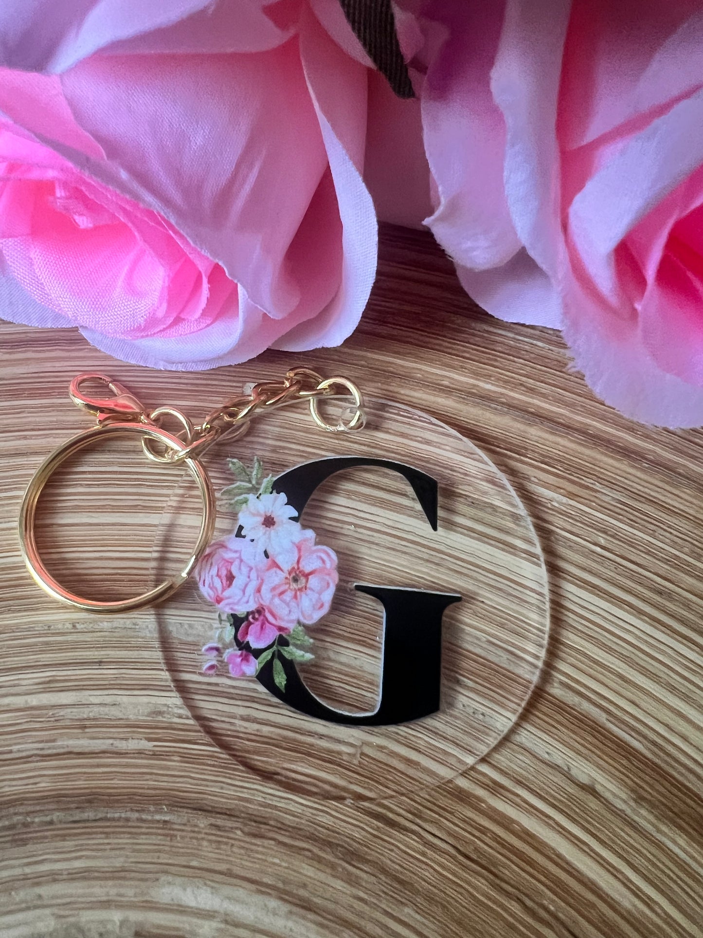 Schlüsselanhänger mit Buchstaben Rosen-Initiale