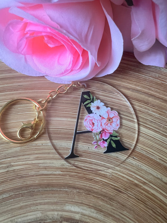 Schlüsselanhänger mit Buchstaben Rosen-Initiale