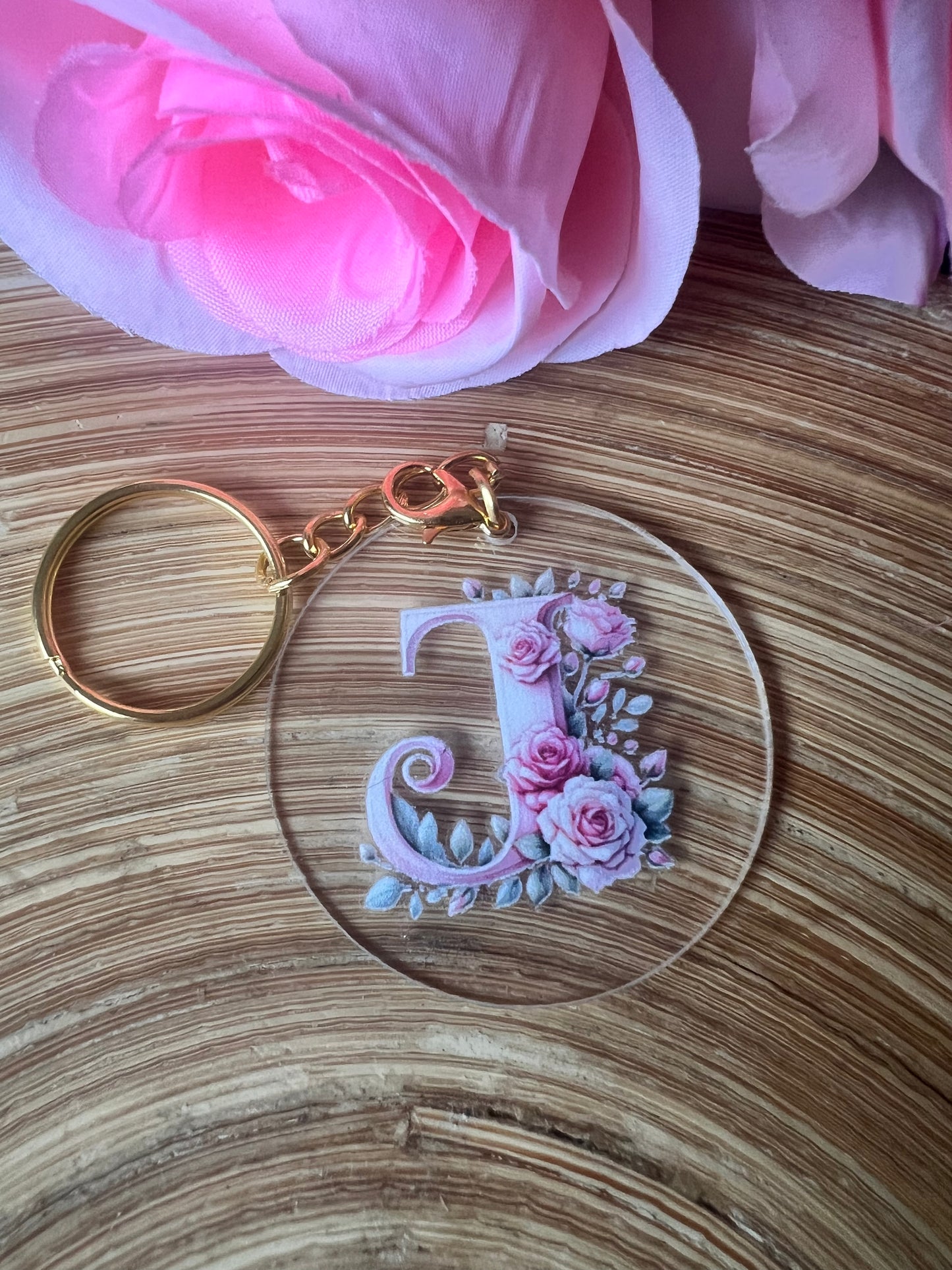 Schlüsselanhänger mit Buchstaben Rosen-Initiale