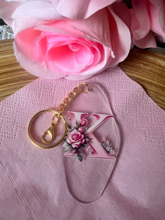 Schlüsselanhänger mit Buchstaben Rosen-Initiale