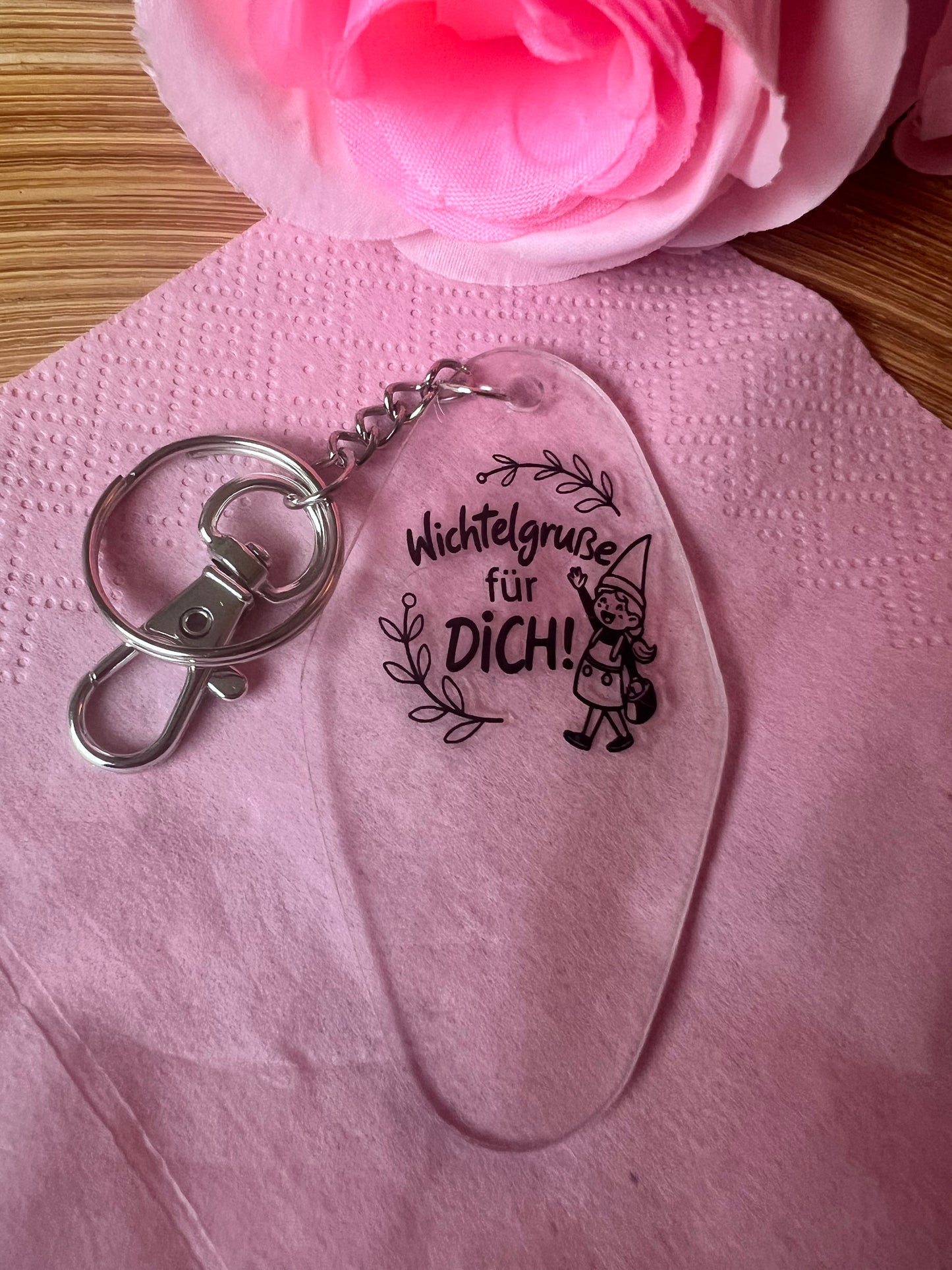 Herz- oder Hotel-Schlüsselanhänger aus Plexiglas mit inspirierendem Spruch