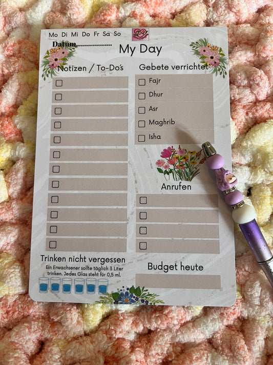 Notizblock „My Day“ – Dein täglicher Begleiter mit Herz & Struktur