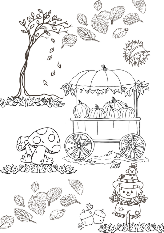 Herbstliches Ausmalbild (DIN A4) + Digital Download zum ausmalen